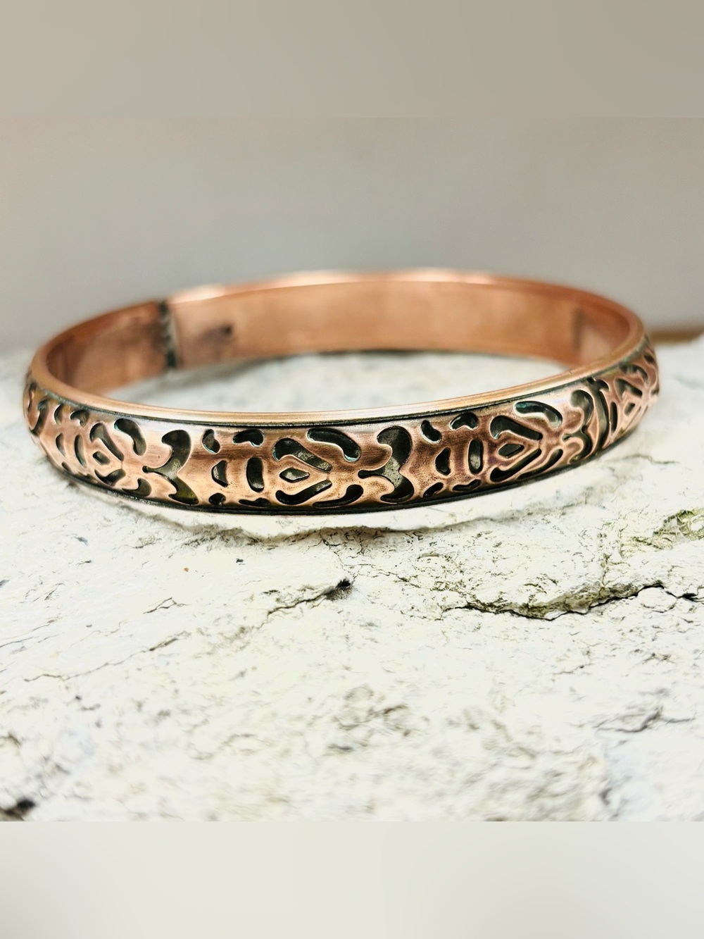 Vintage Copper Open Filigree Bangle Bracelet